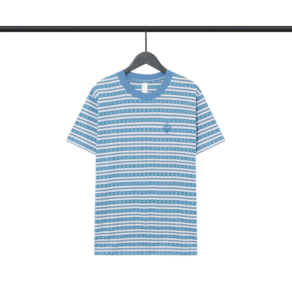 CHH Chrome Heart T Shirts Poison Home Stripe Jacquard Embroidery Short Sleeve Couple T-Shirt